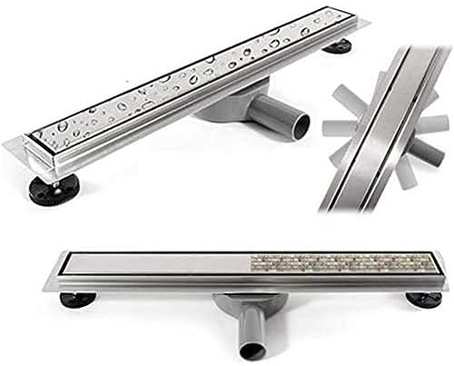 VBChome Dubbelsidig 70 cm, avlopp, duschränna, golvbrunn, självrengörande sifon med luktstopp, storlekar, 50–100 cm, duschdränering, mycket platt, komplett set, dräneringsränna för badrum, tvättstuga