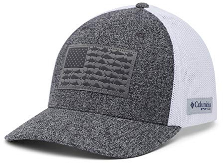 Columbia Unisex Netzstoff PFG Fischflagge Ballkappe, Grill Heather/Weiß/US-Fisch-Flagge, S-M