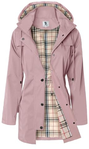 SaphiRose Lange Regenjacke für Damen, Outdoor-Regenmantel, Windbreaker, mit Kapuze
