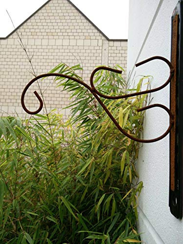 Zen Man Edelrost Garten Wandhalterung Blumenampelhalter Blumenampelhaken Rost Laternenhaken Garten Rost Wandhaken Lampenhaken Blumenampel Aufhänger L35*30cm 031370