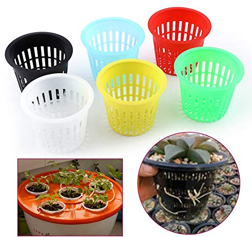 DEWIN Maceta Hidropónica de Malla, 10 Piezas Maceta de Malla Resistente Canasta de Copa Neta Planta Hidropónica Crecer Clon Jardinería (Blanco)