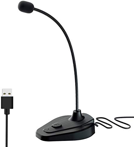 TINGDA Micrófono USB para PC, Plug & Play Home Studio USB con botón de Silencio, Compatible con PC, portátil, Mac, PS4 – Ideal para Youtube, Skype, Juegos, Podcast (1,5 m)