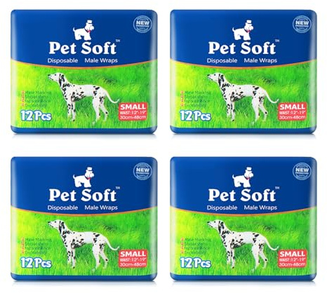 Pet Soft Disposable Male Dog Wraps - Dog Diapers for Male Dogs, Puppy Diapers 48pcs Small