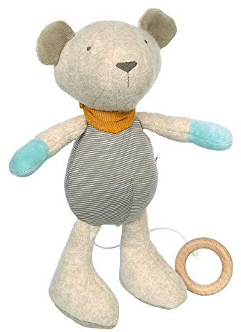SIGIKID 42667 Spieluhr Bär Gold Collection Mädchen und Jungen Babyspielzeug empfohlen ab Geburt grau/blau