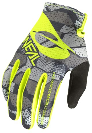 O'NEAL | Fahrrad- & Motocross-Handschuhe | MX MTB DH FR Downhill Freeride | Langlebige, Flexible Materialien, belüftete Handoberseite | Matrix Glove Camo V.22 | Erwachsene | Grau Neon-Gelb | Größe XXL