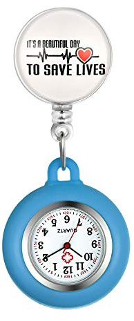 Avaner Krankenschwesteruhr Pflegeruhr Analog Quarzwerk FOB Ansteckuhr mit Pin/Clip Arzt Doktor Medical Taschenuhr aus Silikon