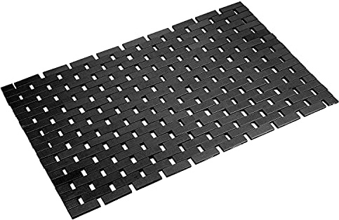 Fovlaurs Rayon derived from Bamboo Bath Mat Bathroom Rugs Floor Wood Shower Bathtub Waterproof Non Slip Accessories 16x24 Inch Easy to Clean,Black,1 pc