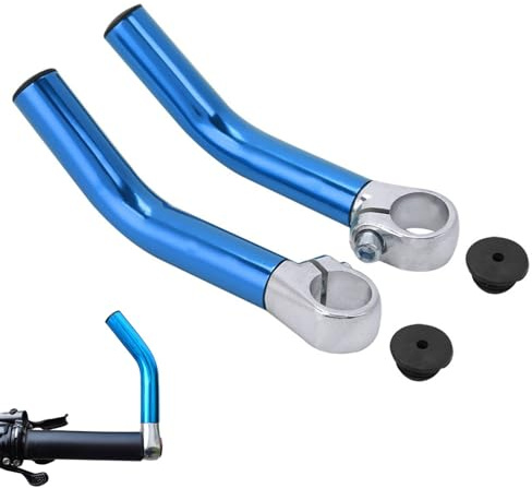 1 Pair Bike Bar End Handlebar Aluminum Alloy Grips, Mountain Bike Road Bicycle Handlebar Bar End Tool for 0.9in/22.2mm Road MTB Cover Handle Cycling Accessories(Blue)