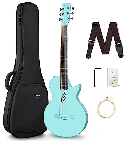 Enya Nova Go Chitarra Acustica - Blu 35'' Fibra di Carbonio Chitarra Starter Kit con Chiave per Tracolla per Borsa da Concerto corde per Panno per la Pulizia per Bambini Adulti Principiante Viaggio