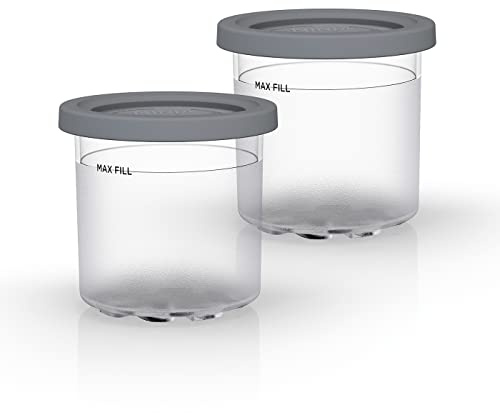 Ninja Dessert Tubs - Pack of 2 [4437KU300EUUK] Official Accessory Compatible with Ninja Ice Cream Maker NC300UK, Grey/Clear