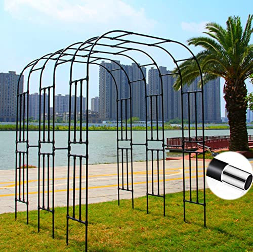 Refue Garten Rosenbogen aus Metall Pergola Rankhilfe Rankgitter Rankbogen groß Gartenbogen wetterfest Schwarz Torbogen (Größe : B320 x H240cm)