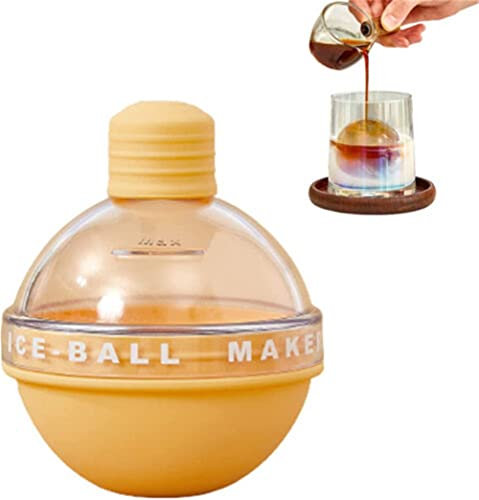 Summer New Creative Light Bulbs Ice Molds,Light Bulbs Ice Molds with Lids6 cm Large Ice Ball Lovely Ice Bulb MoldsReusable,Sphere Ice Mold for Whiskey and Cocktails (Yellow)