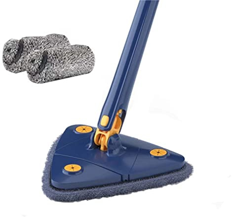 360° Rotatable Adjustable Cleaning Mop, Wischmopp mit Teleskopstiel, Wischmopp Set, Selbstreinigend Flach Mopp für trockenen und Nässe, zur Boden Reinigung, Fliesen, Parkett