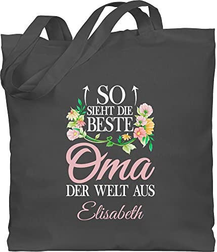 Geschenk mit Namen personalisiert by Shirtracer - Baumwolltasche - Großmutter - So sieht die beste Oma der Welt aus