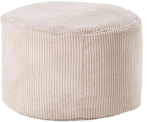 Home4You Sitzpouf - Beige - Cordbezug - EPS-Styropor-Kügelchen - Ø 55 cm