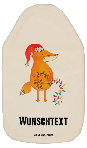 Mr. & Mrs. Panda Personalisierte Wärmflasche Fuchs Weihnachten - Weiß