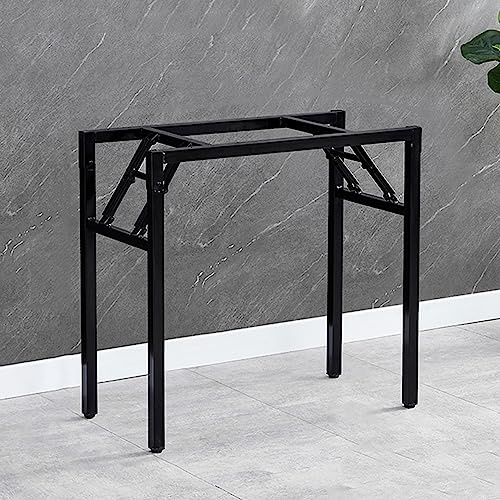 Pied de Table en Métal Pliable,Support Portable Pieds de Meubles Jambes Lourdes,Pieds de Table à Manger Cadre de Rectangulaires Pieds Bureau,Charge 150Kg,avec Vis (78x38x73cm,Black)