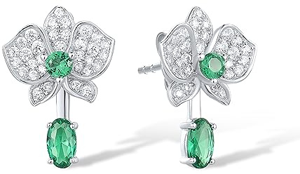 Santuzza 925 Sterling Silver Gemstone Flower Dangle Earrings for Women