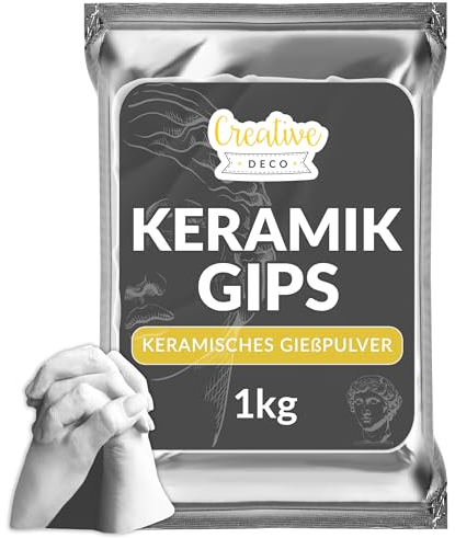 Creative Deco Gesso Ceramico | 1kg | Polvere di Ceramica Bianco, Gesso per Stampi Scagliola Colate | Sacchetto Polvere di Gesso Inodore, Uso Hobbistico e Progetti Creativi, Fai da Te