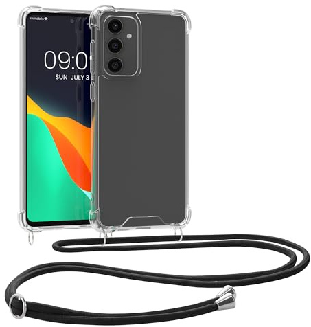 kwmobile Necklace Case kompatibel mit Samsung Galaxy S23 FE Hülle - Silikon Cover mit Handykette - Band Handyhülle Schwarz Transparent
