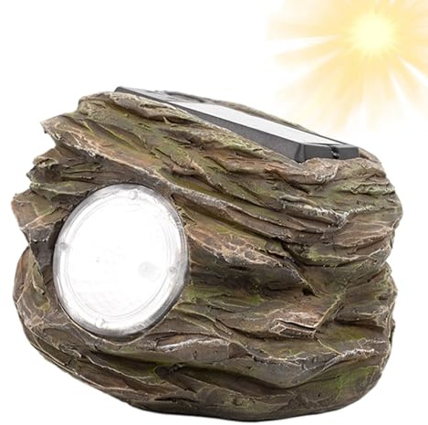 Lembeauty Luces de Roca con energía Solar,Luces solares para Caminos de Paisaje | Lámpara de Roca con luz Solar LED Luces puntuales para jardín - Luces solares de Piedra con Control de luz
