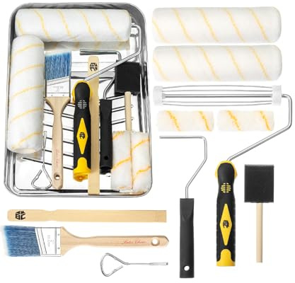 Bates Paint Tray Set - 11 pcs Kit with 9 & 4 Rollers, Small Roller, Trays & Covers for House Painting