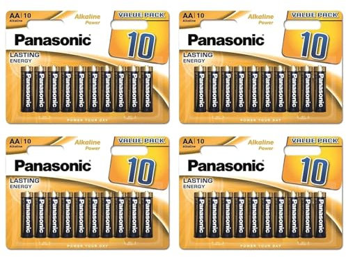 PANASONIC Pack of 4 Blister Packs of 10 Alkaline Power Bronze Batteries LR6 AA 1.5 V