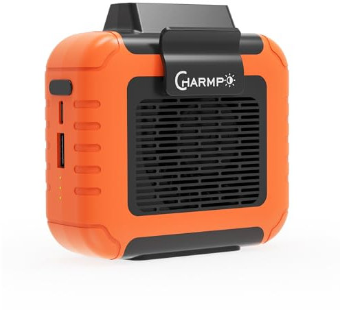 CHARMPㅤ Portable Waist Fan - 6000mAh Battery, 3 Speeds, Strong Airflow, Up to 16 Hours Working Time, Portable Hands-Free Cooling Belt Clip Fan for Construction Workers, Couriers, and Campers