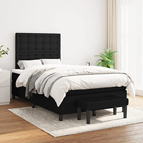 ZQQLVOO Bed Frame Lattenrost Palettenbett Bodenbett Boxspringbett mit Matratze Schwarz 120x200 cm Stoff