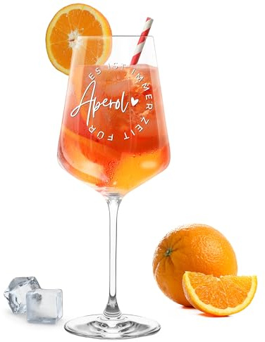 Gravur-Max Aperol Glas 560 ml „Es ist immer Zeit für Aperol“ – Graviertes Leonardo Puccini Weinglas – Handgefertigt in Deutschland, spülmaschinenfest – Geschenk für Aperol-Fans MA-0101086-1G