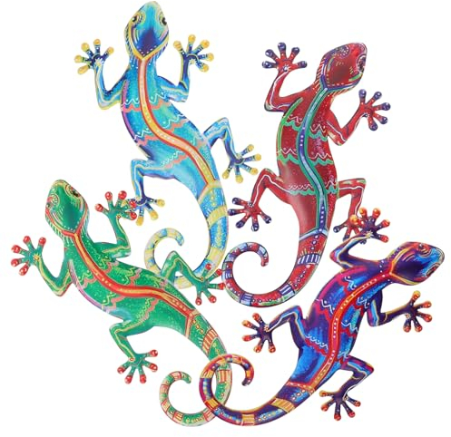 CAXUSD 4stücke Metallwandkunst Eidechsenförmige Dekorationen Aus Eisen Wandkunsthandwerk Eidechsen Wanddekorationen Ornamente Anhänger Für Dekoration