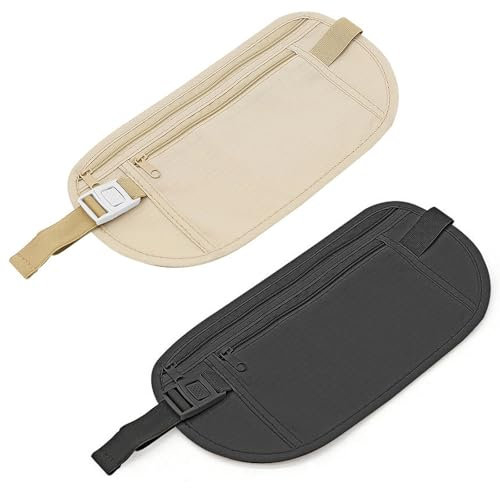 SUJEBKC 2 Stück Brustbeutel Damen,wasserdichte Hüfttasche Bauchtasche Herren Geschützt Geldgürtel Anti-Diebstahl-Sicherheits-Gürteltasch Sport-Gürteltasche,Für Damen Herren