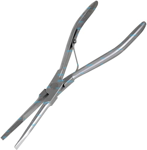 YNR Fish Long Nose Pliers - Fishing Tweezers Clamps, Flat Nose Pliers, Seafood Preparation Tool Kitchen, Cooking Dining, Perfect for Any Fish | 18cm