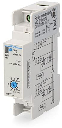 Minutero para escaleras 1 DIN sin prealarma, diseñado para Seguridad en escaleras y Control de Tiempo en accesos.