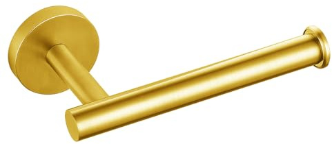 Toalettpappershållare, Eolax rund pappershållare, väggmontering, SUS304 rostfritt stål, badrum, kök, toalettpappershållare (guld)