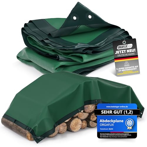 ORGAFLIX Telone di copertura di alta qualità, 4 x 8 m, impermeabile e resistente ai raggi UV, con occhielli rinforzati a 3 strati, telone in tessuto versatile, per legno, protezione, campeggio