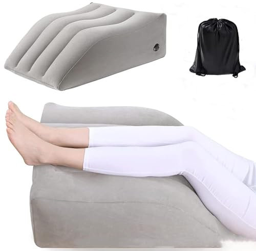 Laluky Leg Elevatio-n Pillow, Inflatable Leg Rest Pillow, Foot Rest Pillow Le-g Support Pillow, Supportive Bed Wedge Foam Pillow for Circulation Swelling Foot & Knee Discomfort(Grey)