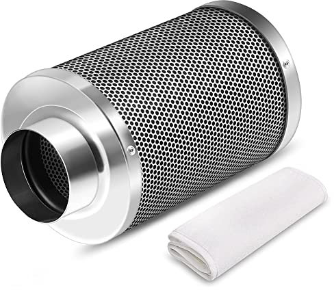Filtro aria a carboni attivi da 10,2 cm per tende da coltivazione, kit di pulizia con flangia reversibile e pre-filtro elimina l'odore