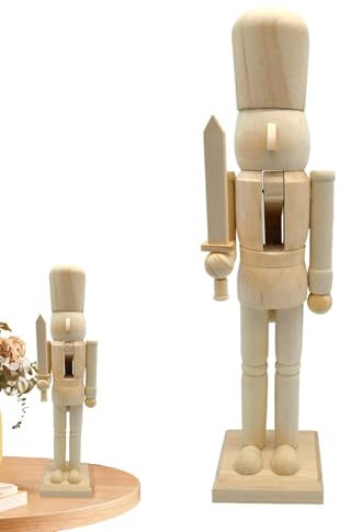 Casse-noisette inachevé - Casse-noisette en bois à peindre - Ornement soldat en noyer - Décoration créative de poupée - Accessoire de fête pour la fête de pendaison de crémaillère - Peinte