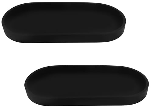 3 Pezzi Nero Vassoi Ovali Bagno, Vassoi Decorativi in silicone, Vassoio Portaoggetti,Vassoio Bagno,Decorazione moderna Vassoio,Nero Portaoggetti,per soggiorno, lavandino