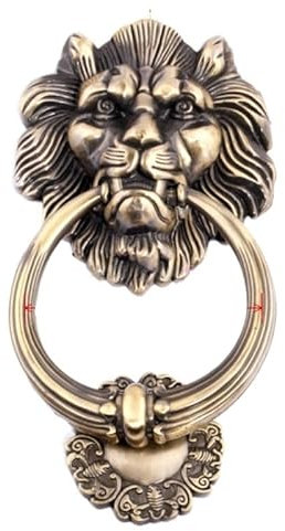GBSONGLIANGBO Türklopfer,Haustür Türklopfer 1 stücke 12 cm Große Antike Lion Türklopfer Türklopfer Lionhead Doorknockers Lions Wohnkultur Holz Türklopfer(Green Bronze)