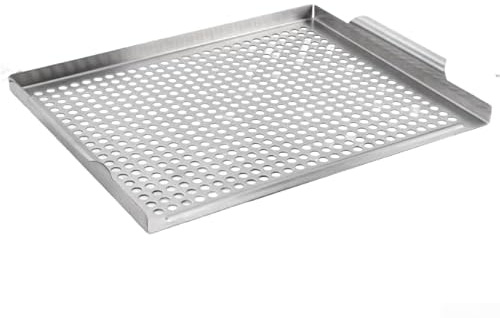 FUBESK Panier de barbecue en acier inoxydable perforé avec paroi latérale, multifonction pour légumes, poissons, viande, brochettes