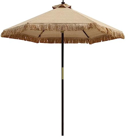 GTHTUHFD Ombrellone da Giardino, Grande Ombrellone da Patio, Ombrellone da Sole in Paglia Sintetica, Ombrellone da Tavolo da Mercato, Ombrellone da Spiaggia con Palo in Legno, Fac