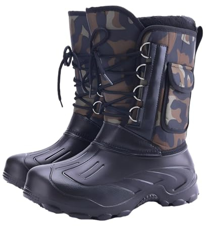 Harssidanzar Bottes de chasse hivernales pour homme, longues, extrêmement chaudes & imperméables avec protection anti-écrasement EVA et poche latérale,RM028,Vert,Taille45