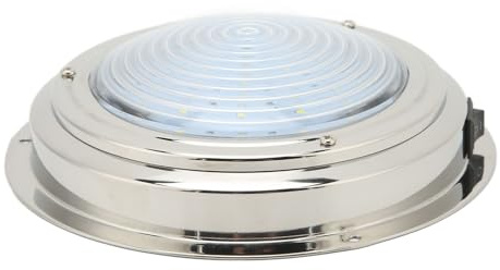 Tbest Luz de Cortesía LED para Barcos Acero Inoxidable 316 18 Cuentas de Lámpara Alto Brillo IP65 12 V Iluminación Interior Marina Redonda para RV Yate Cabina Baño Pasillo (Luz Blanca y Luz Roja)