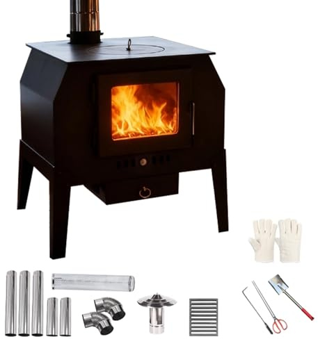 Stufa a Legna con Forno, Cucina a Legna, Resistente Alle Alte Temperature, con Oblò, per Grigliare, Cucinare e Riscaldare