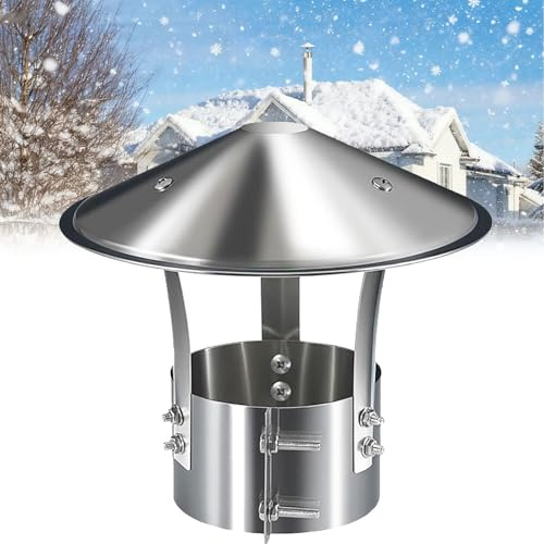 Chapeau Anti Pluie Cheminée Inox 304, Couvercle de Vent for Toit 7.5 9 10 11 12.5 13 14 15 16 17 18 cm, Hotte Capot Conduit Fumée Réglable pour Toit, Poêle, Maison(10 cm)