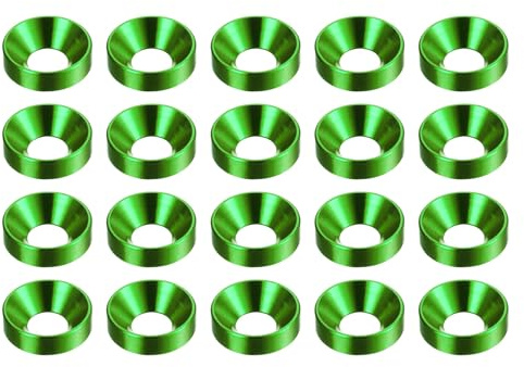 QUARKZMAN 20pcs Rondelle Fraisée M5 Alliage D'aluminium Anodisé Vert