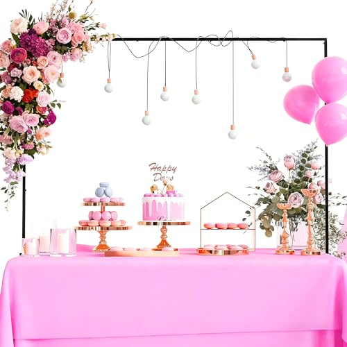 Gwezmxs Over the Table Rod Stand with Clamps, Adjustable 31.50 to 98.43, Tables Arch Decoration Display Bar, Metal Hanging Rail for Birthday, Wedding, Party