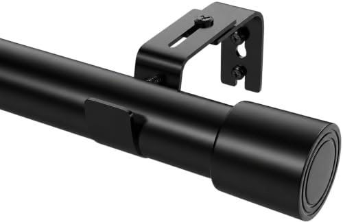 Gardinenstange Schwarz Matt Vorhangstange Ausziehbar Gardinenstangen mit Dekorativen Enden Gardinenstange 250 cm lang für breite Fenster, Wohnbereiche, Showrooms, 84-290 cm